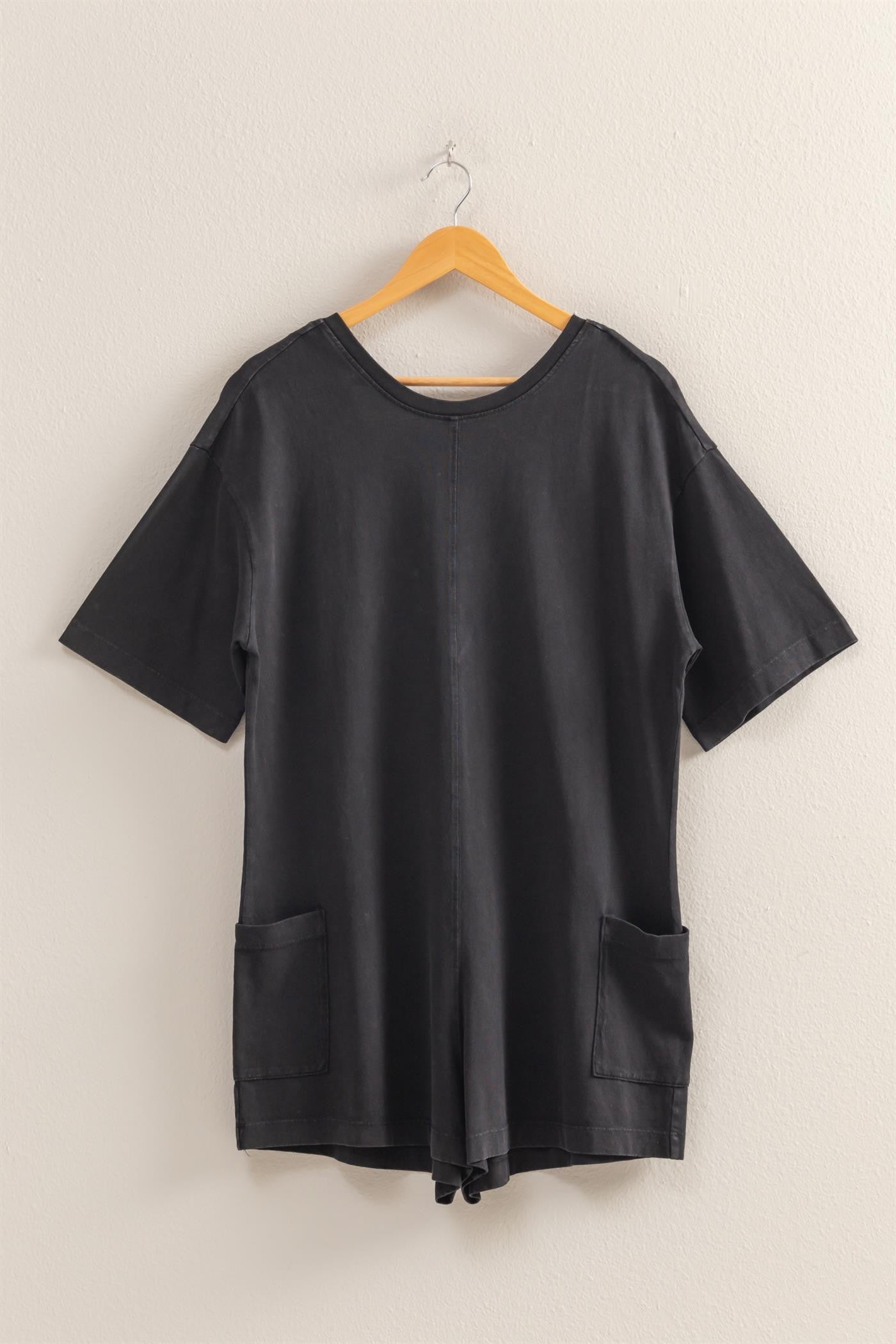 Black Short Sleeve Romper