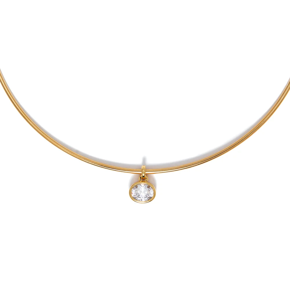 Oval Crystal Collar Necklace