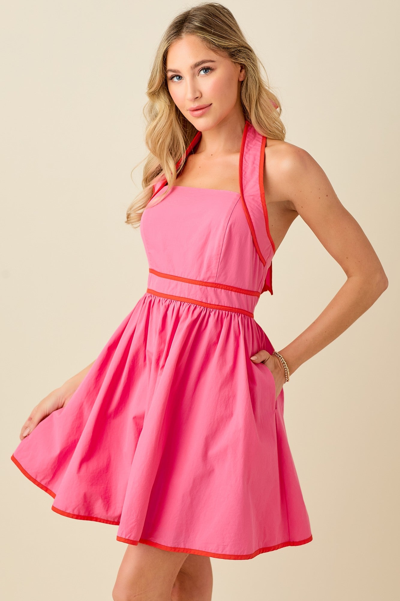 Halter Neck Backless Mini Dress