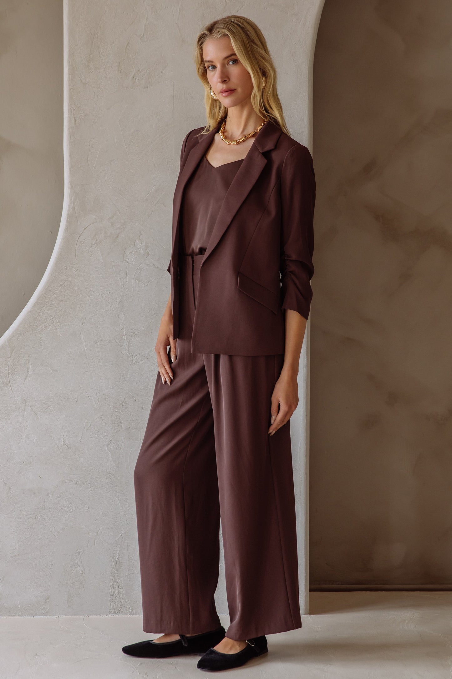 Recycled Shirred Sleeve Blazer