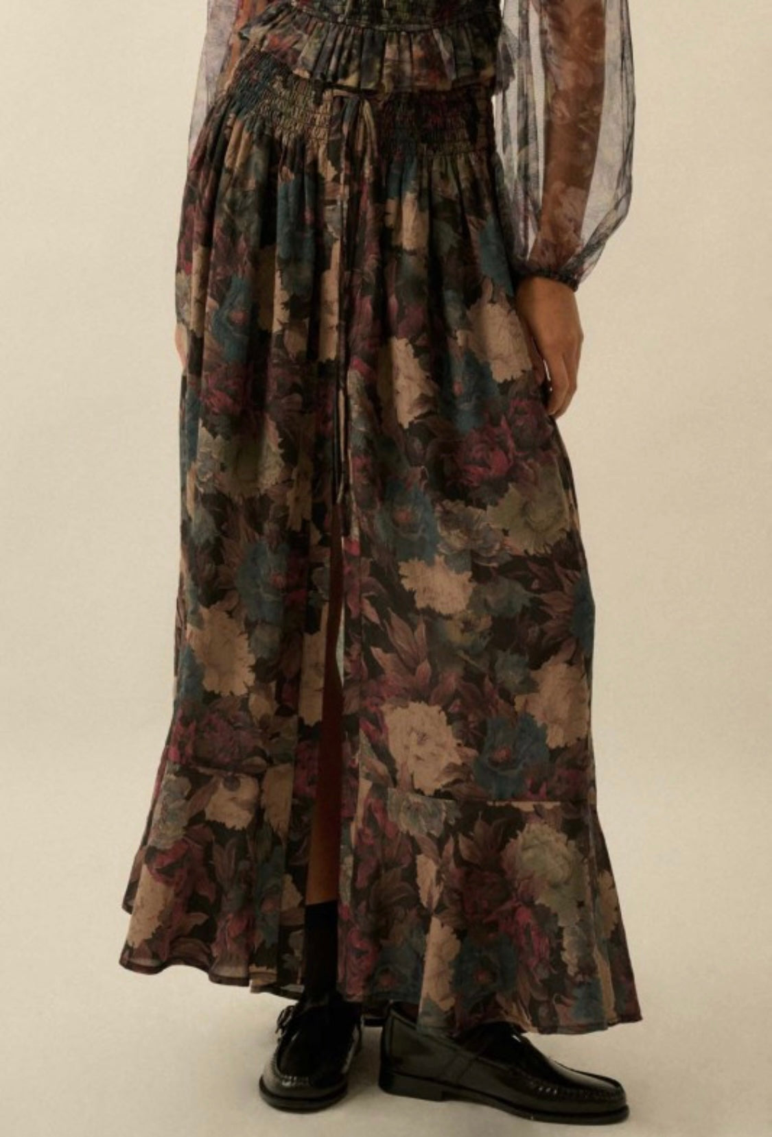 Floral Button Maxi Skirt