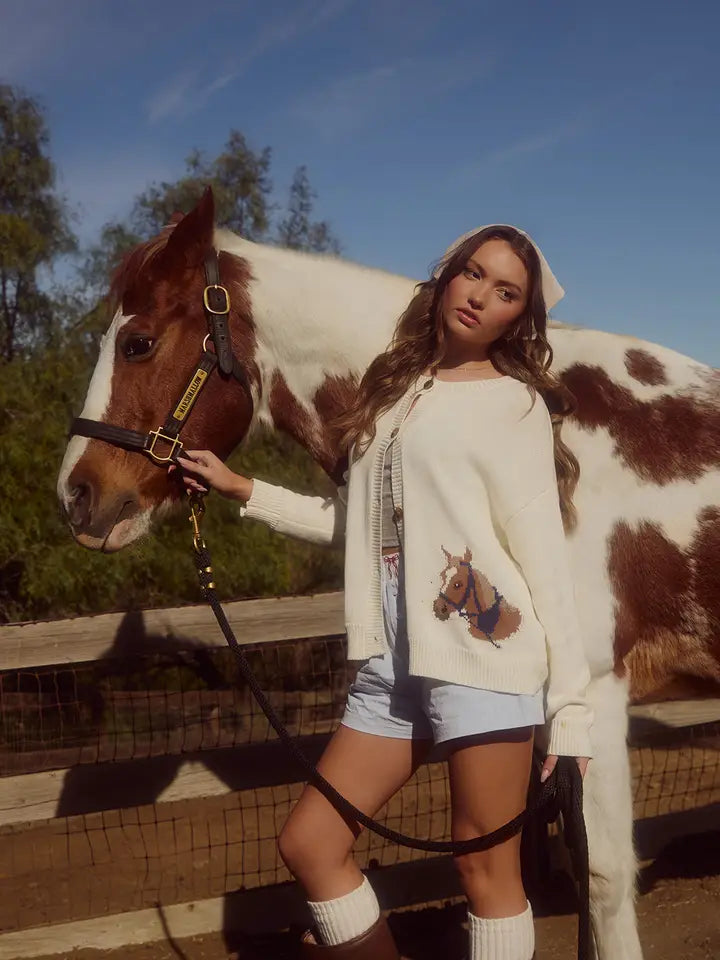 Horse Graphic Long Sleeve Cardigan