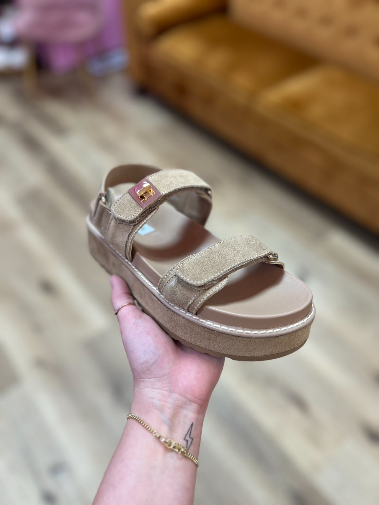 Big Mona Taupe Suede Steve Madden Sandals