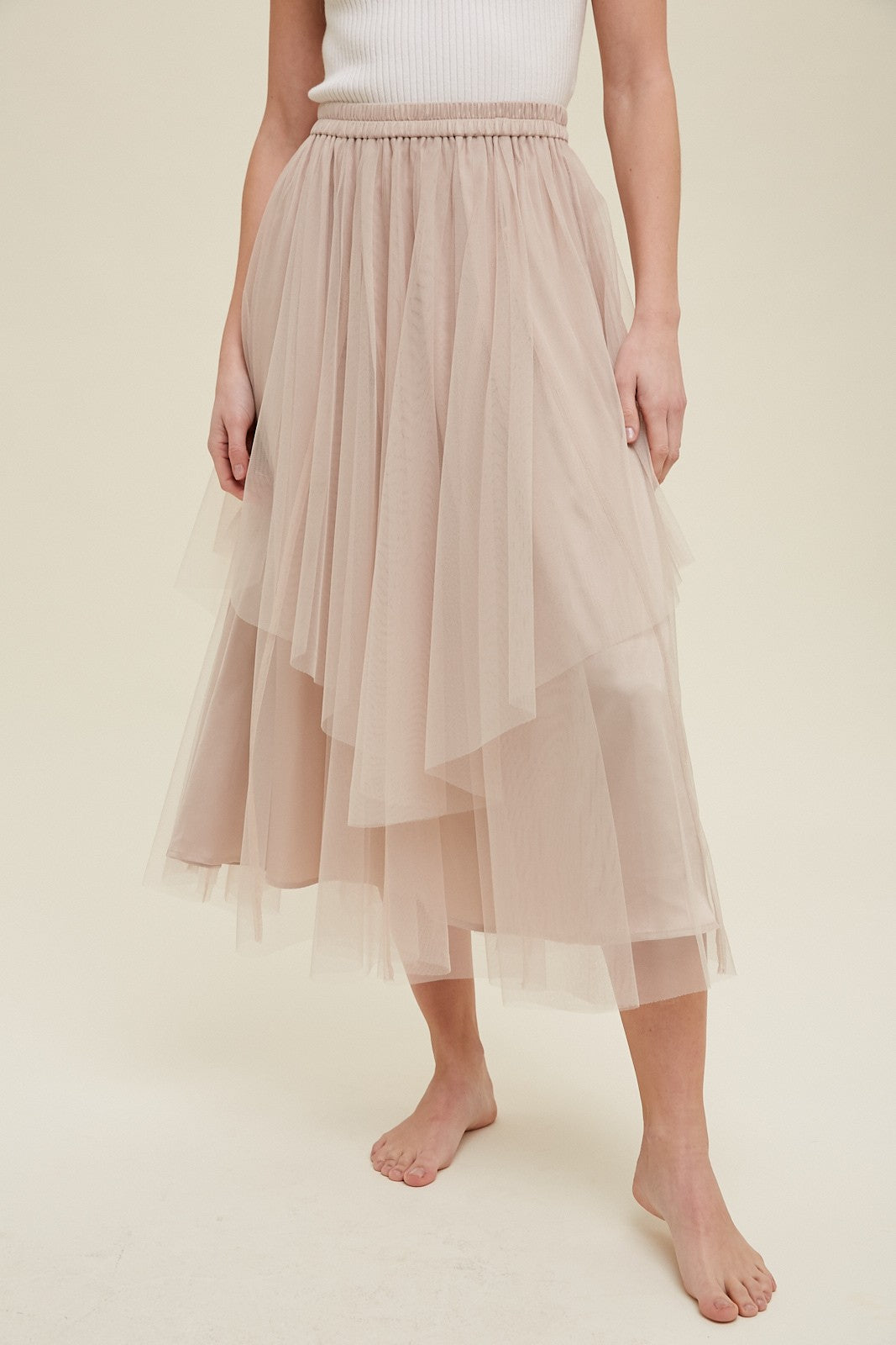 Double Layer Tulle Midi Skirt