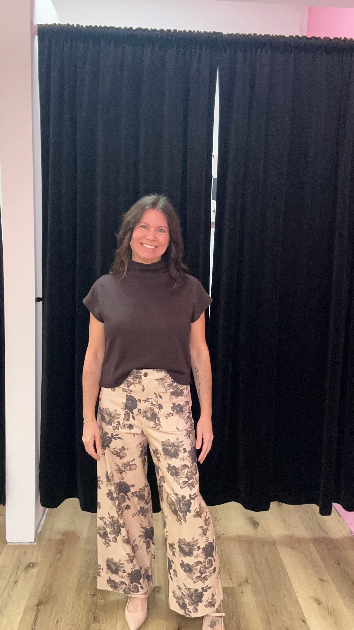 Taupe Floral Pant