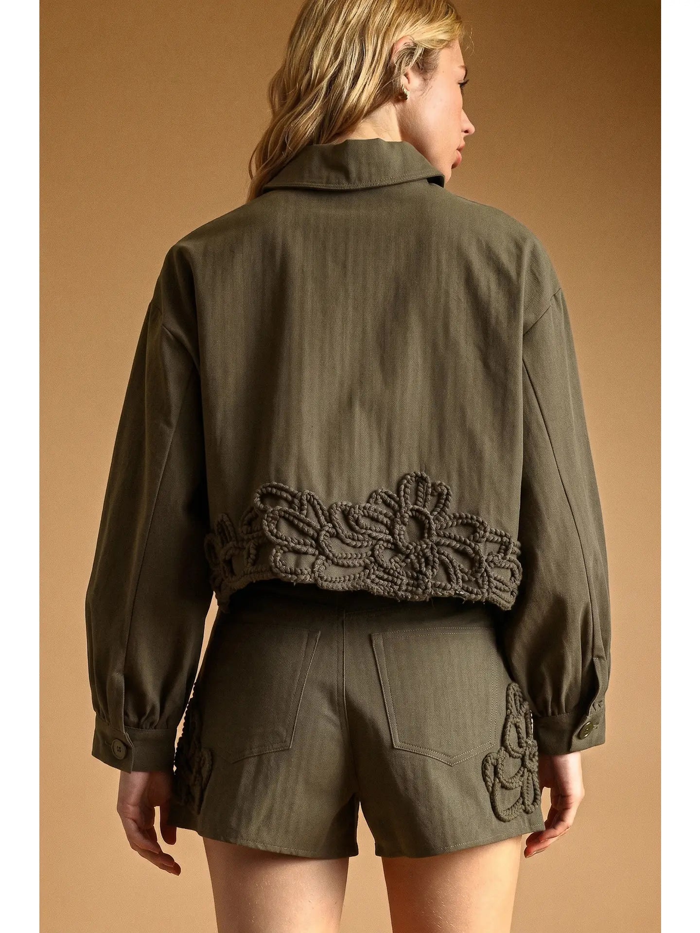 Olive Floral Embellishment Detail Set
