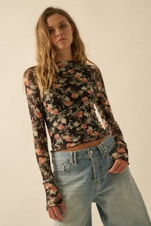 Floral Mesh Top