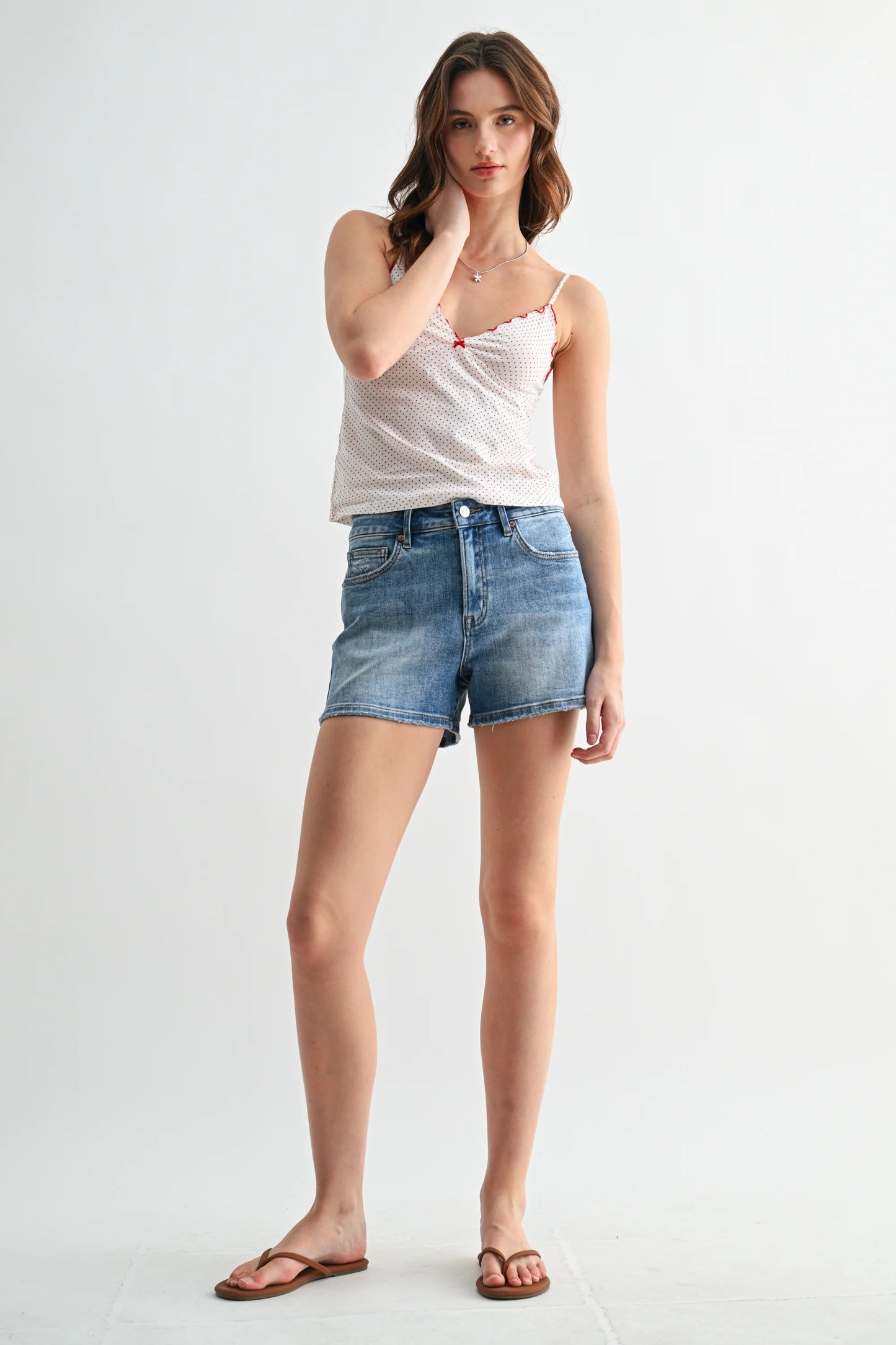 HIGH-RISE SHORTS DISTRESSED DENIM