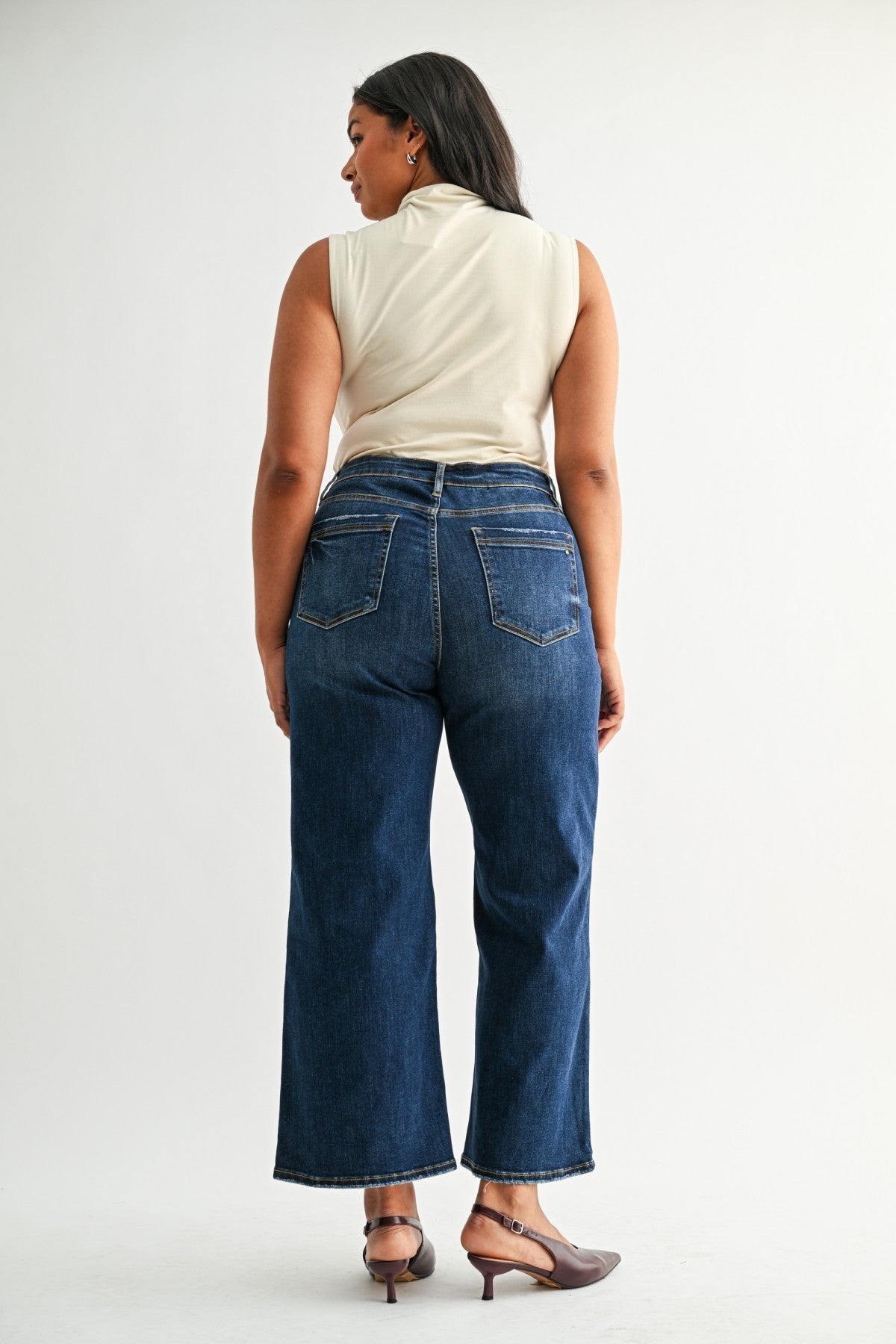 High Rise Wide Leg Patch Pocket