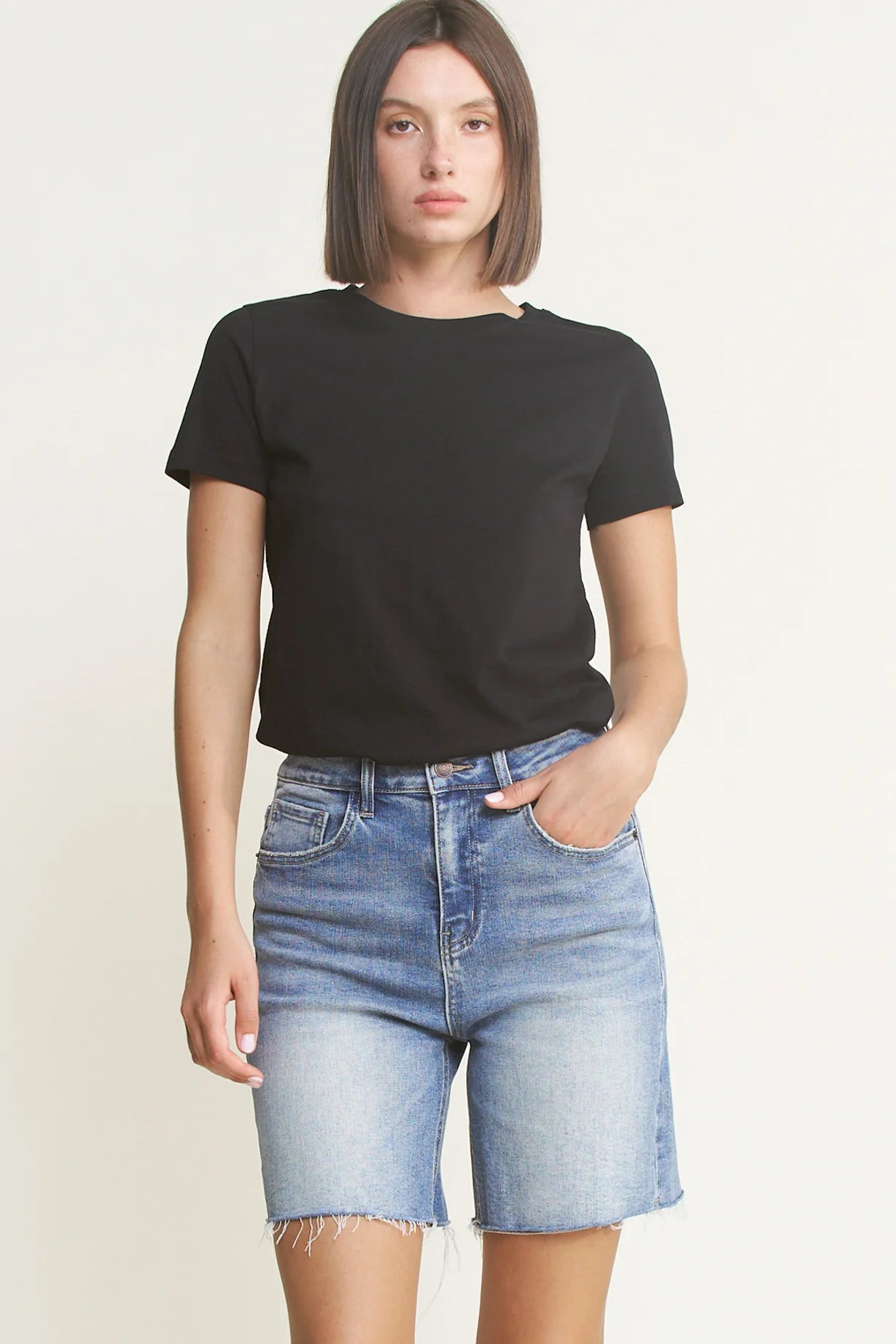SUPER HIGH VINTAGE RAW HEM BERMUDA