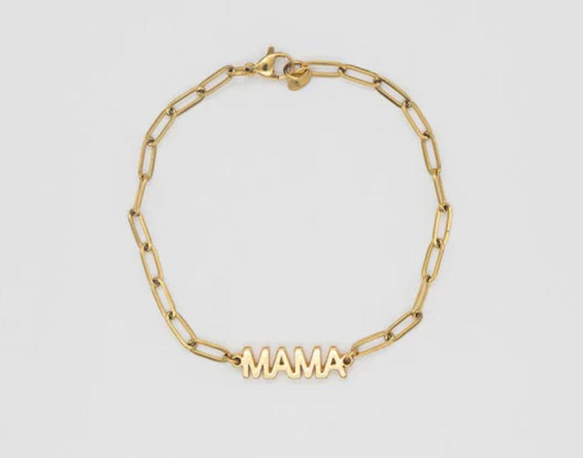 24K Gold Mama Paperclip Bracelet