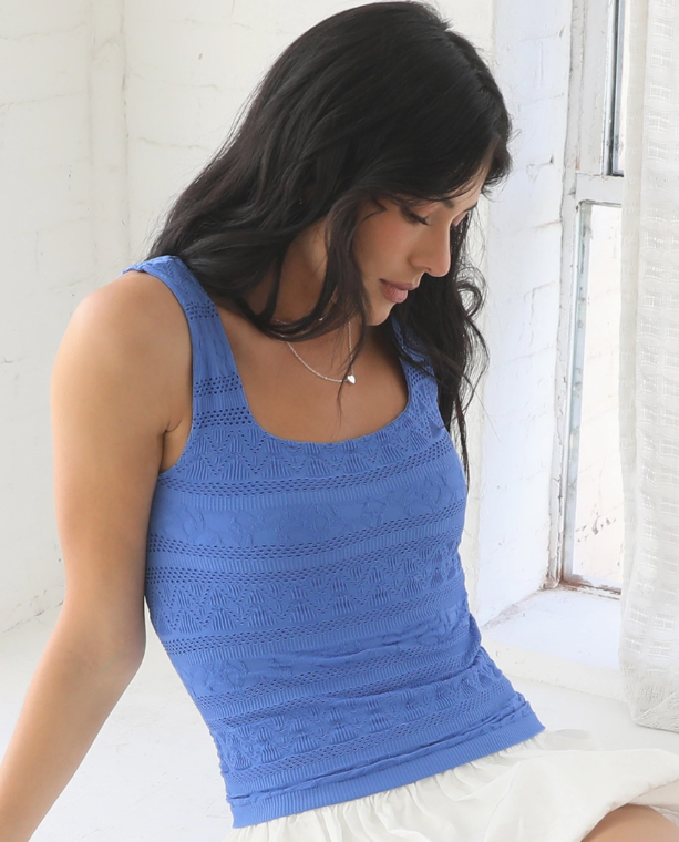 Lace Textured Square Tank Top