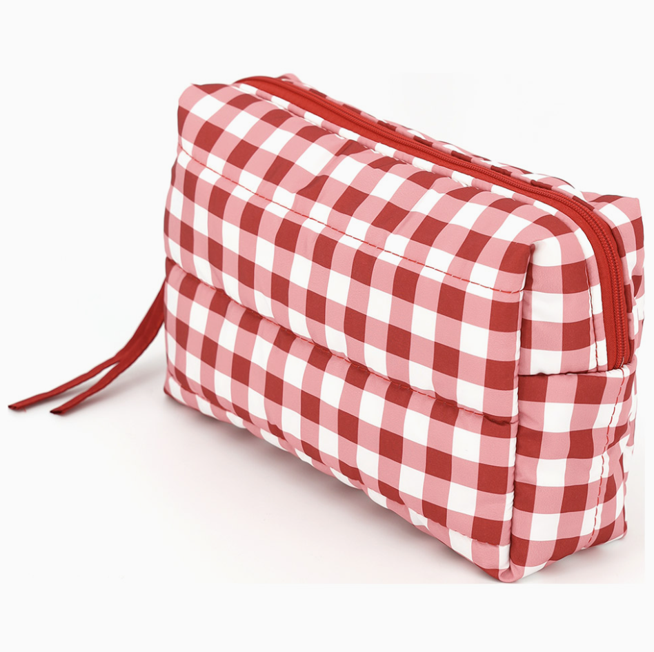 Gingham Quilted Puffer Tote