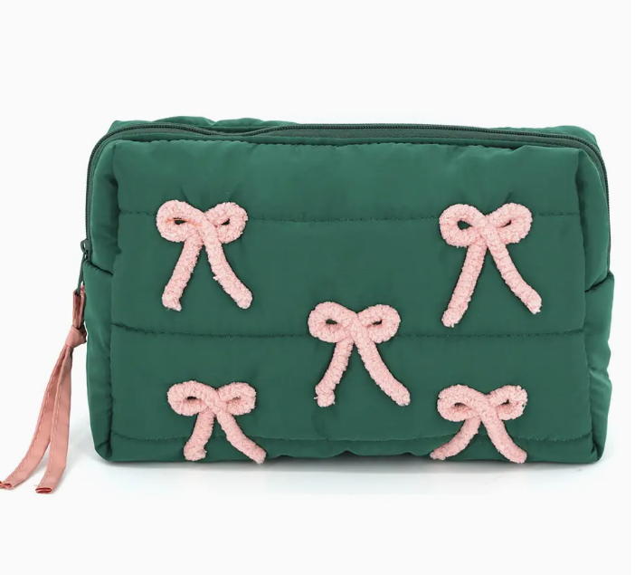 Pink Bows Quilted Puffer Pouch
