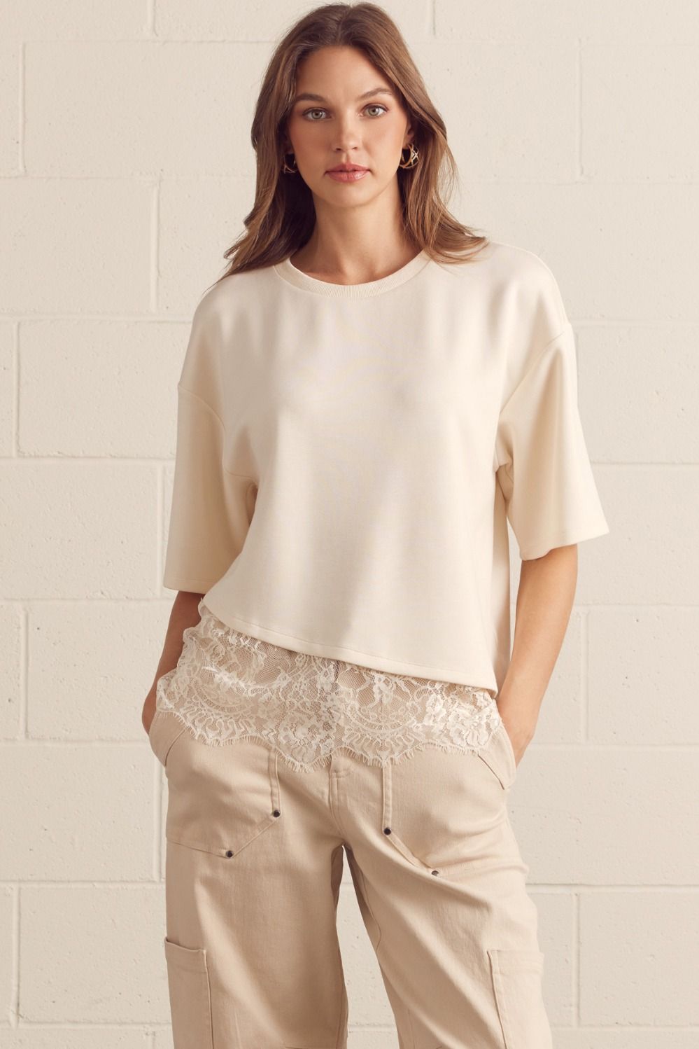 Solid short sleeve knit top