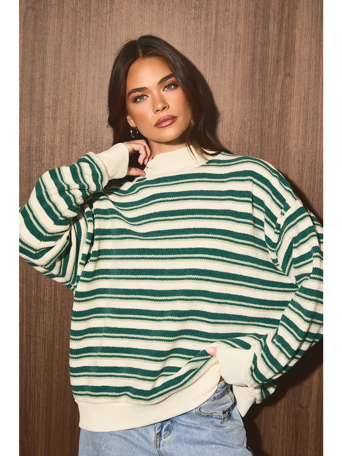 Striped Mock Neck Oversized
