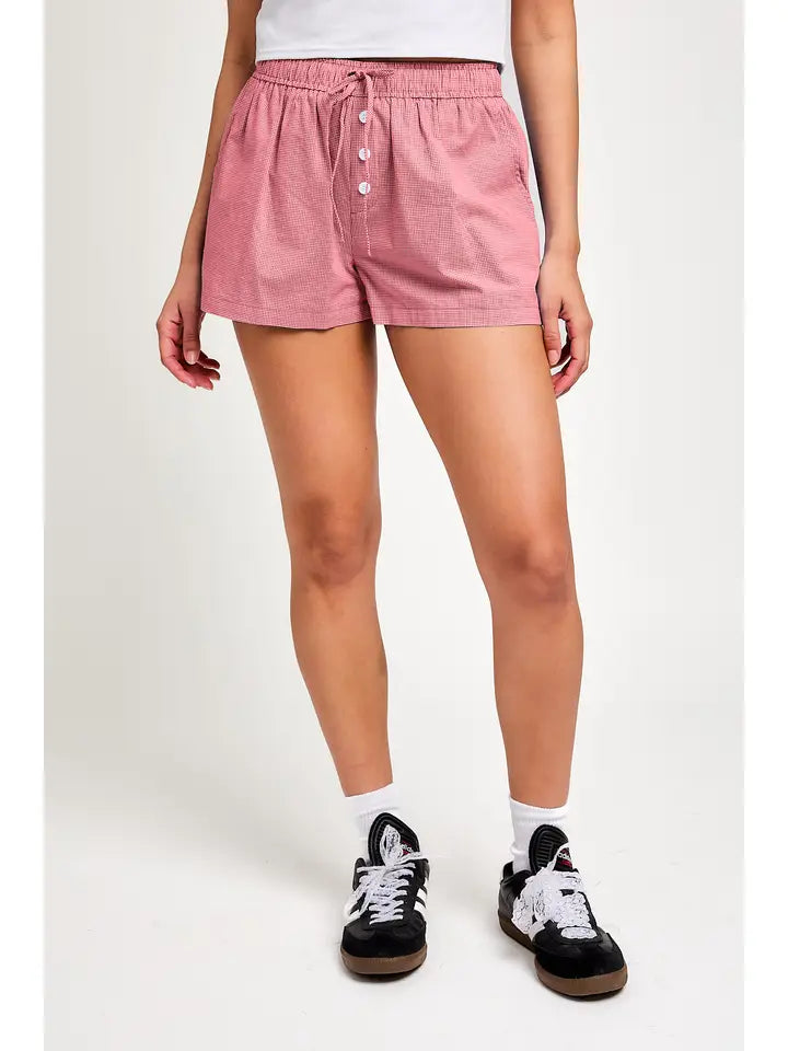 Waist Tie Check Shorts