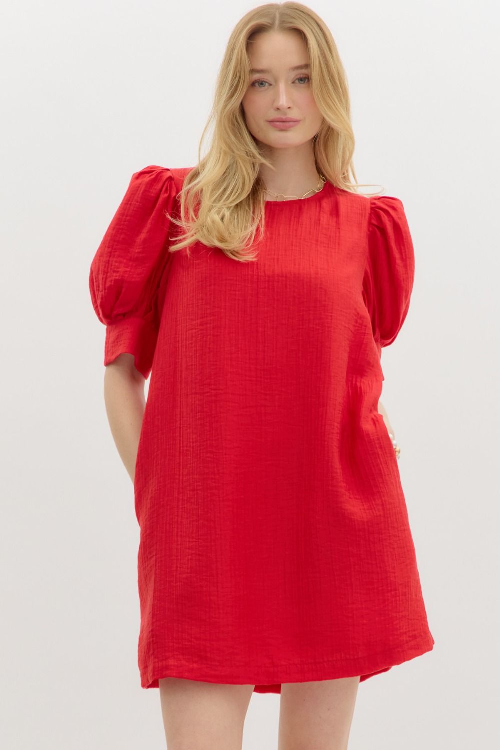 Red Pullover Mini Dress