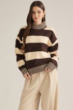 Mock Neck Striped Sweater