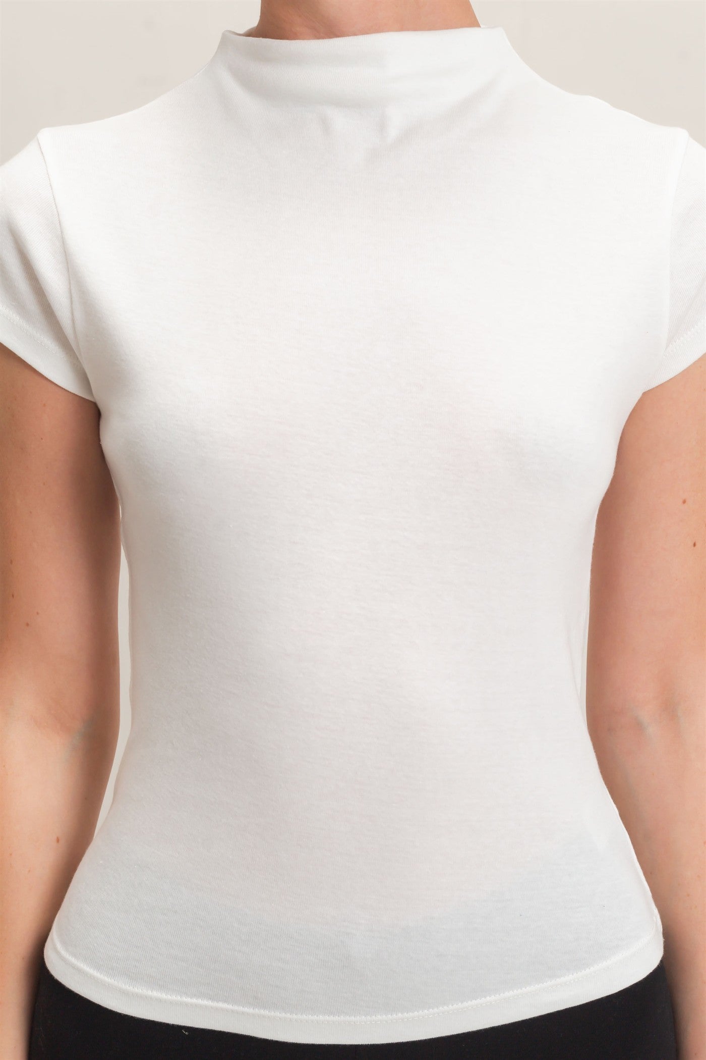 Mock Neck Cap Sleeve Top