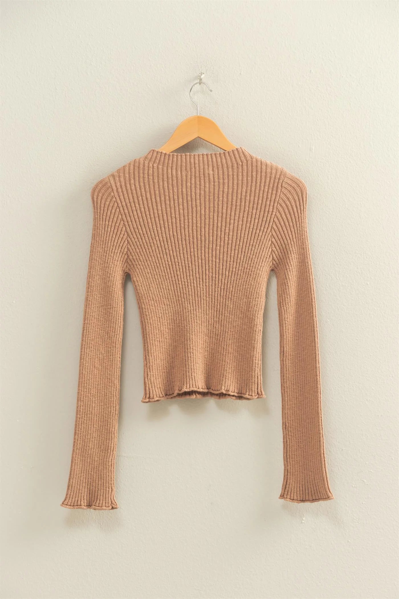Sleek Mock Neck Ribbed Knit