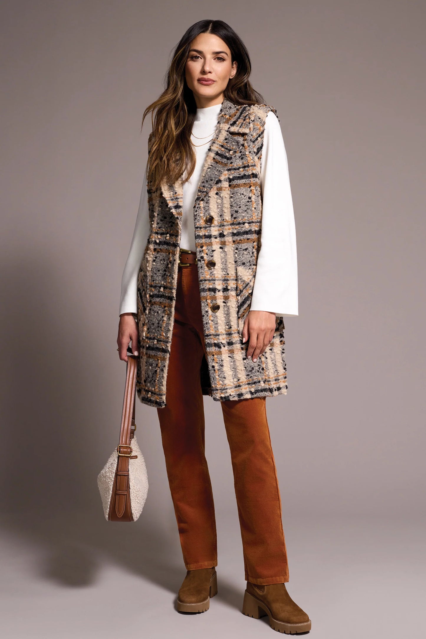 Textured Plaid Vest