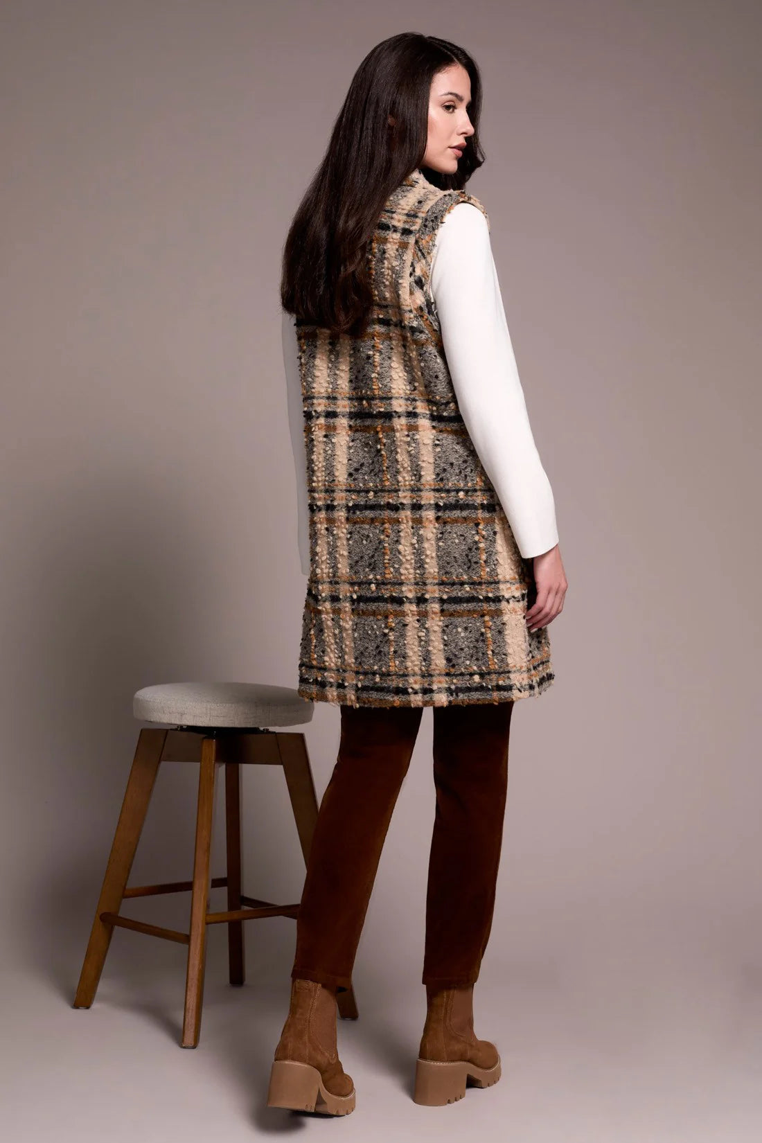 Textured Plaid Vest
