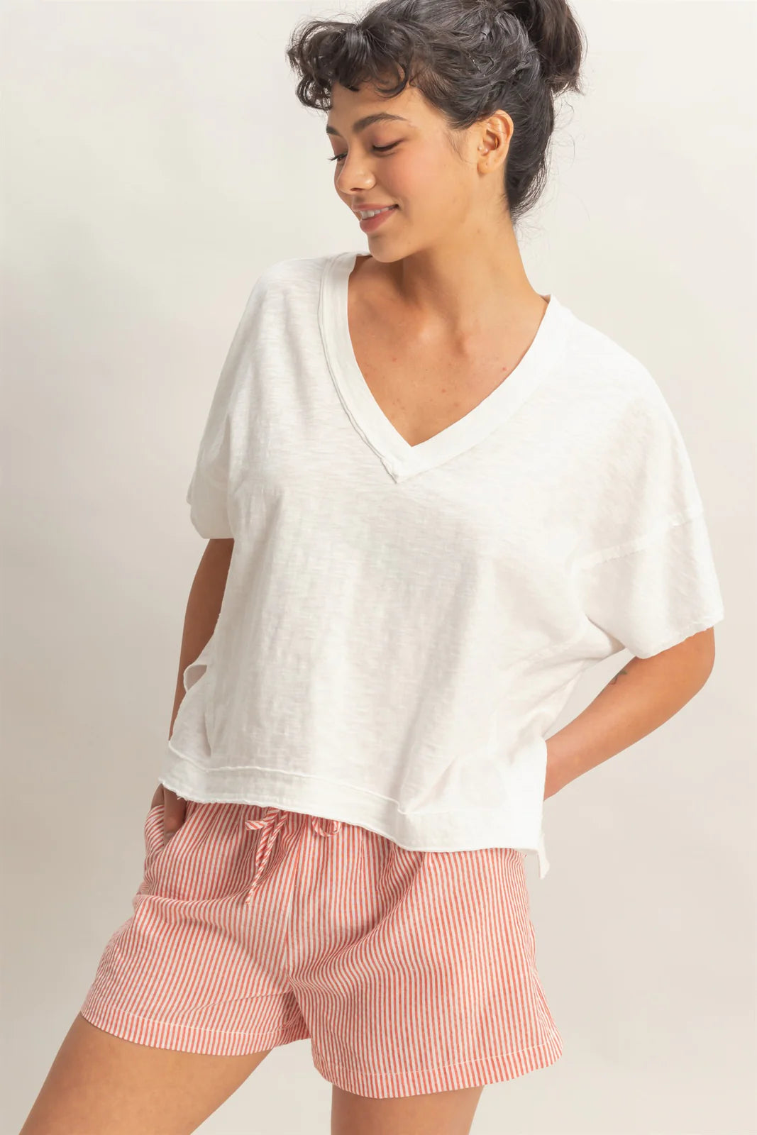 White Side Slit Tee
