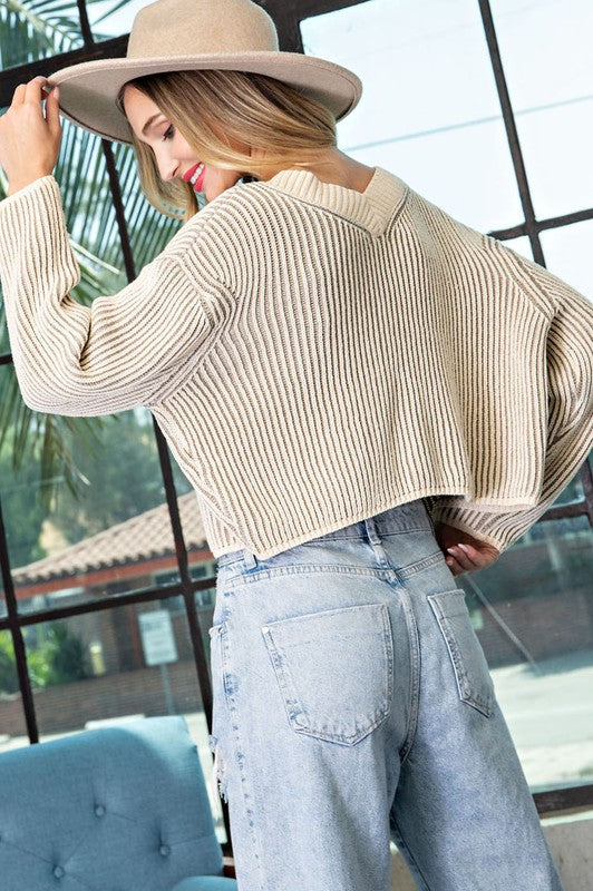 Button Front Cropped Cardigan