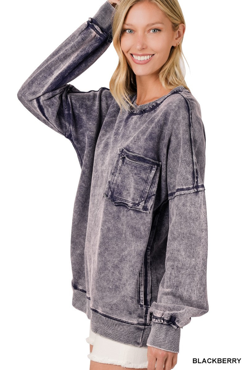 French Terry Acid Wash Pullover