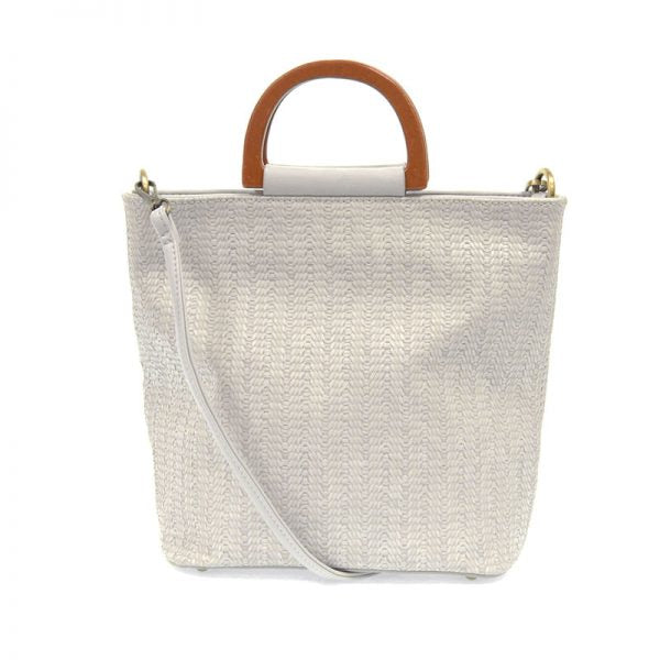 Grey Woven Wood Handle Tote