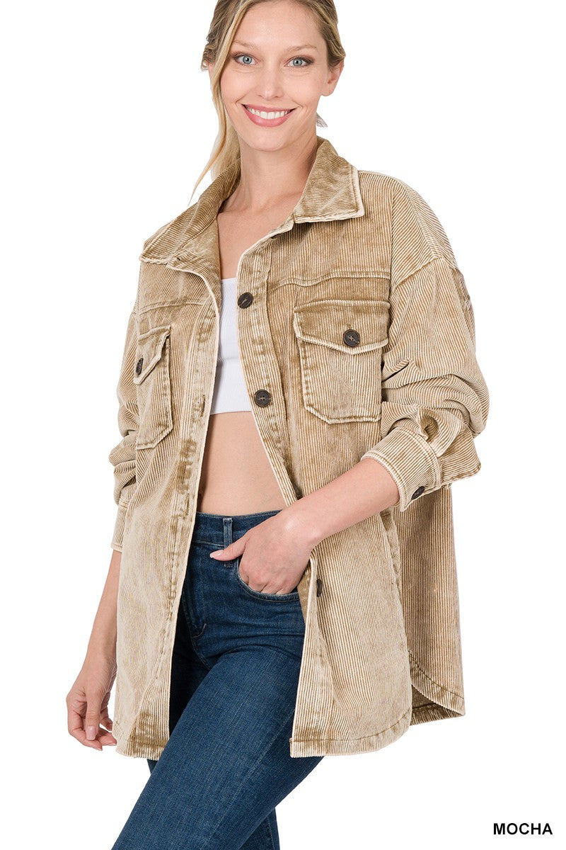 Vintage Washed Oversize Corduroy Shacket