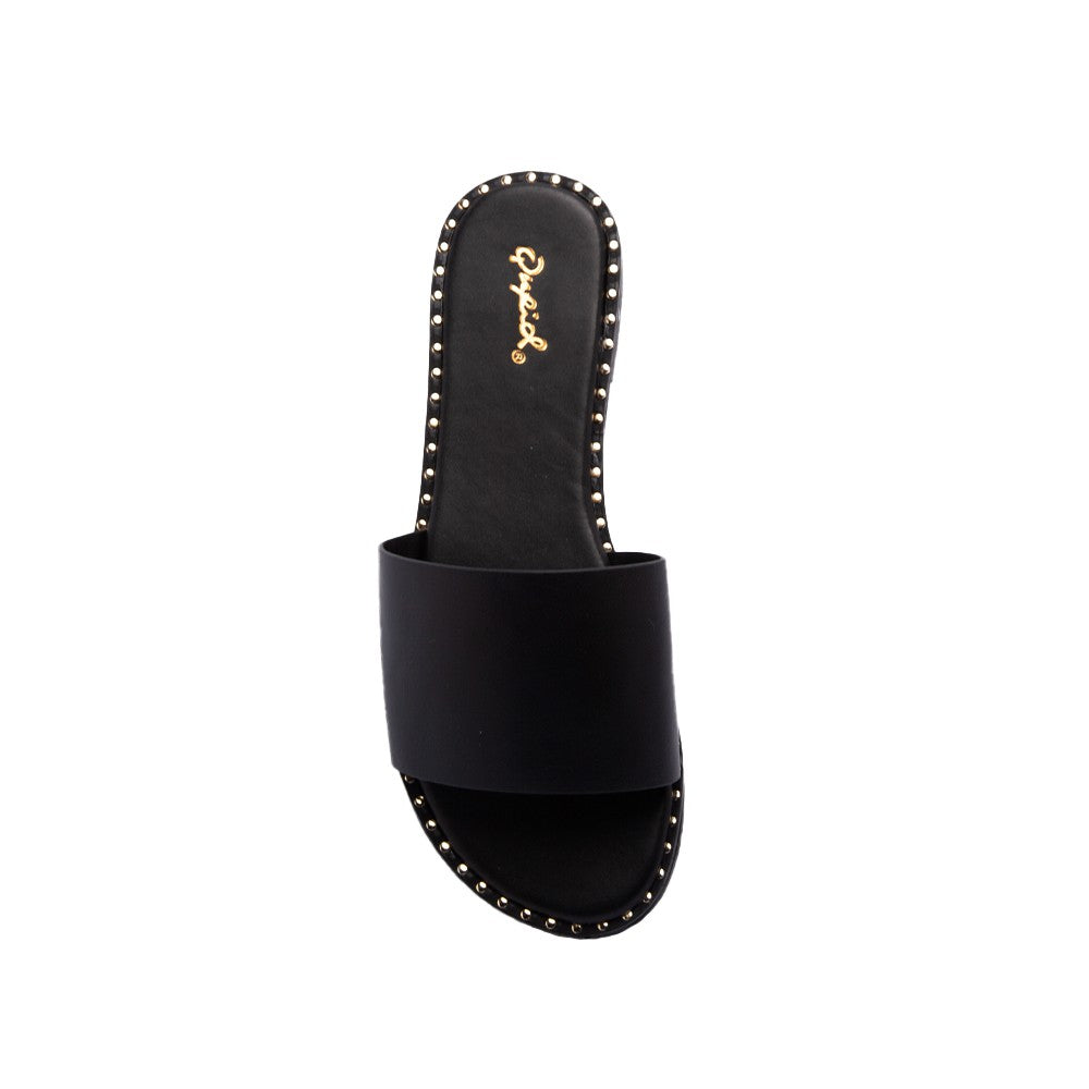 Black Slip On Sandal