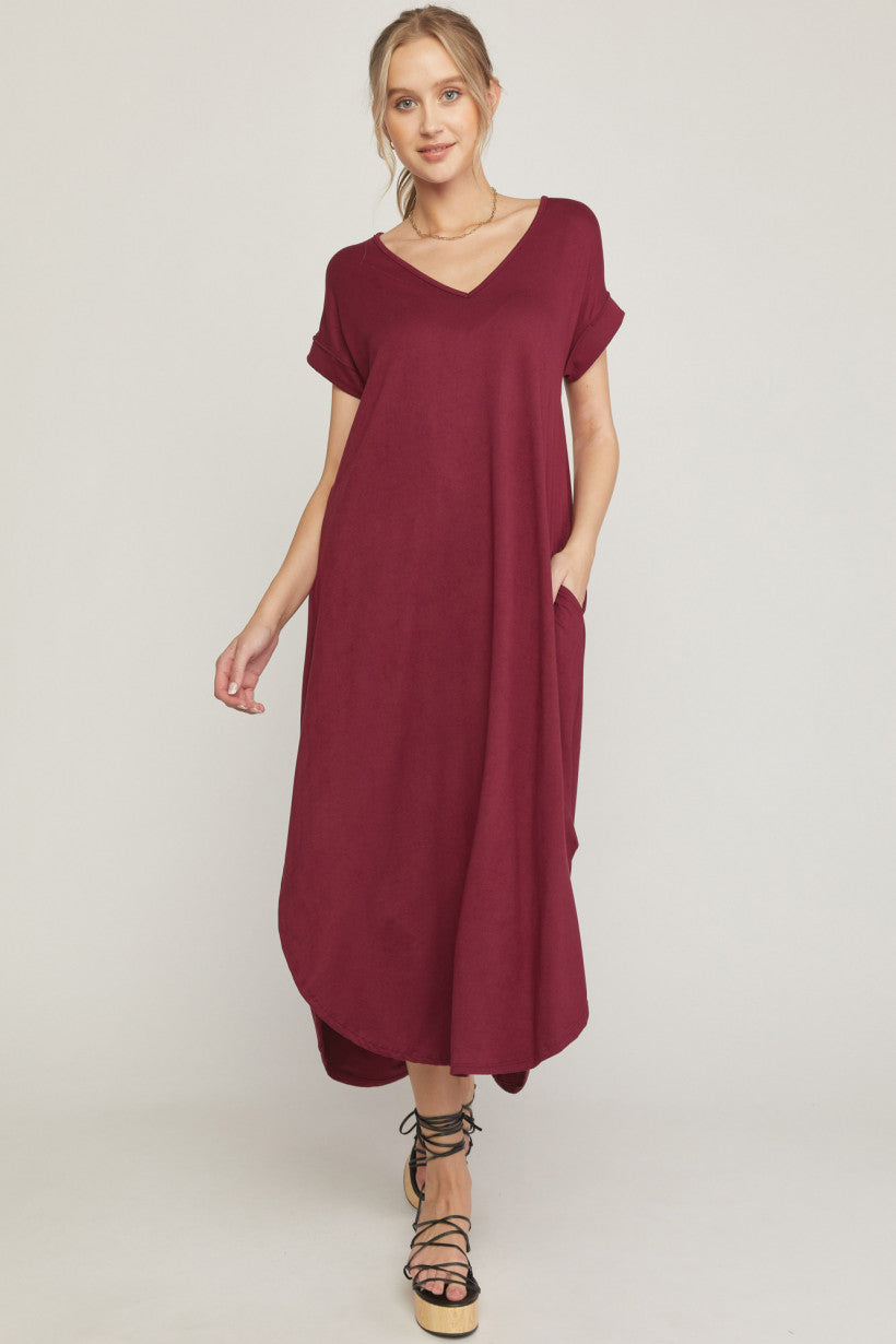Burgandy Jersey Knit Maxi