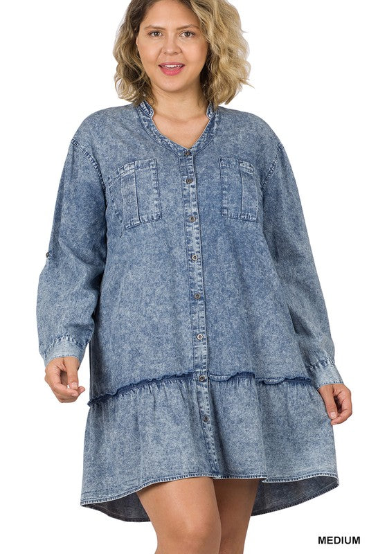 Chambray Mini Dress Curvy