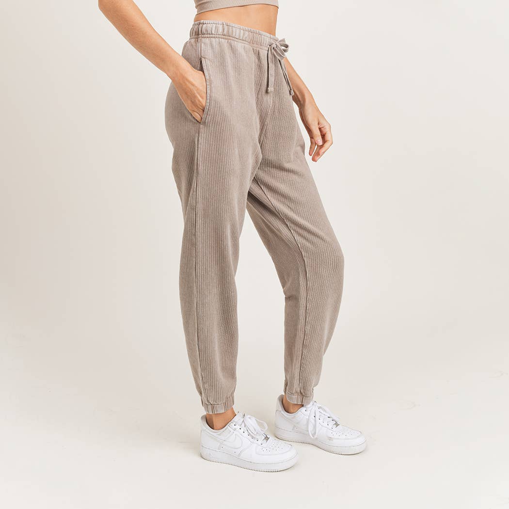 Mineral Wash Ribbed Joggers
