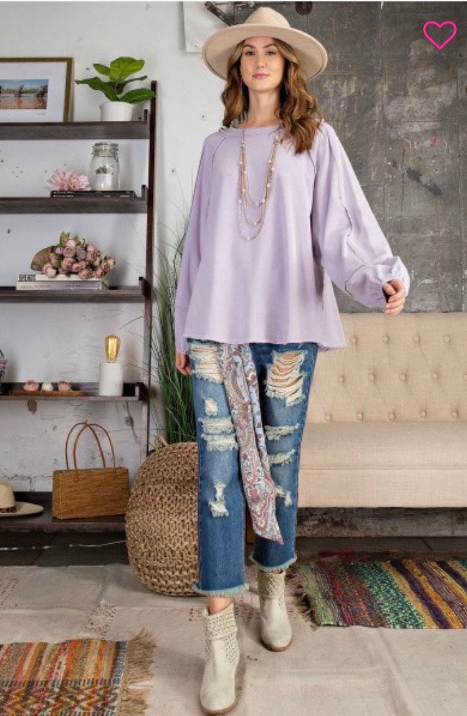 Lilac Terry Knit Top