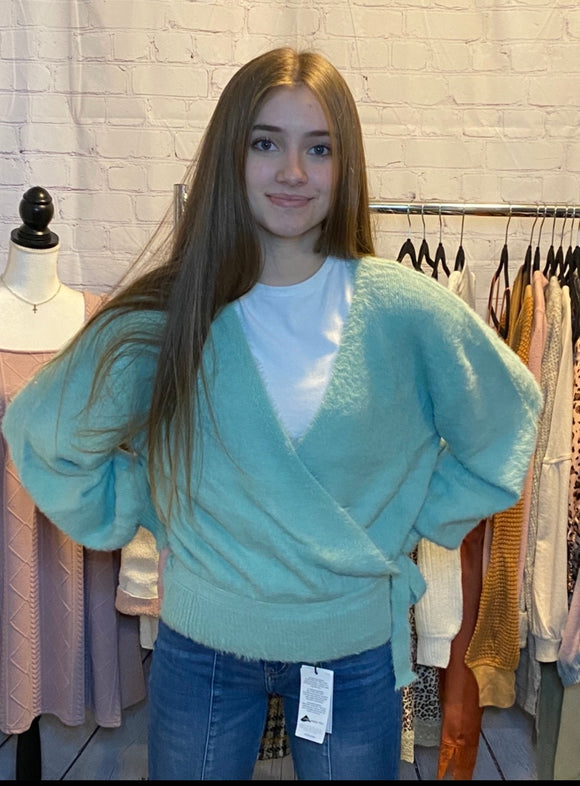 Oh So Soft Mint Wrap Sweater
