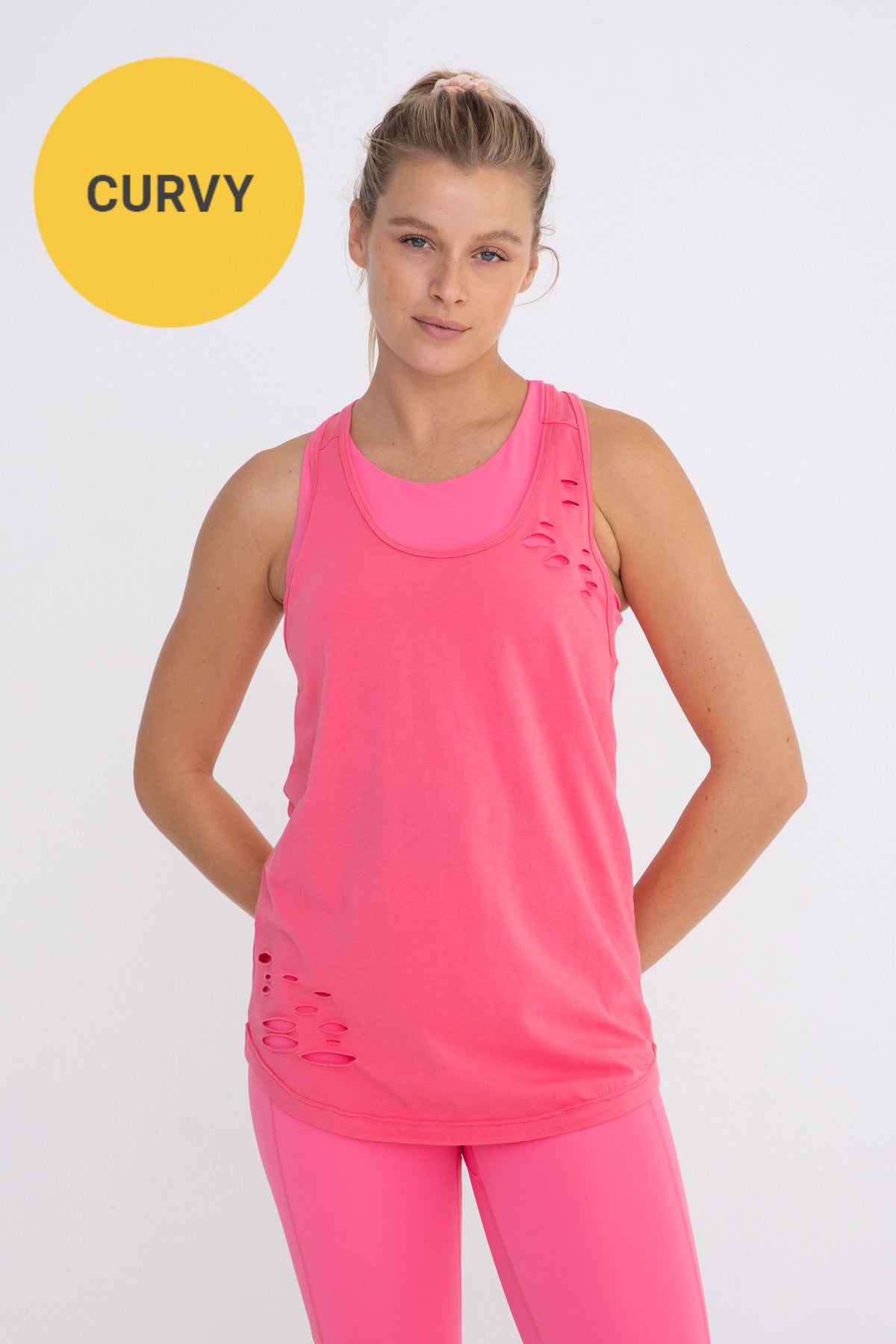 Hot Pink Distressed Tank