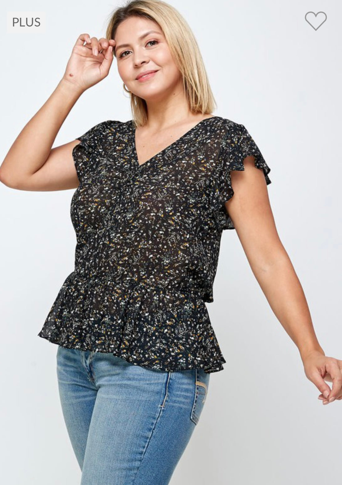 Flutter Sleeve Peplum Top