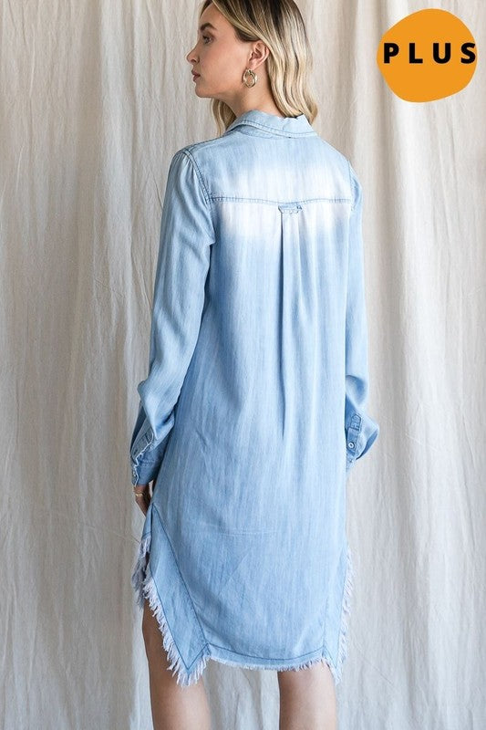 Denim Fringe Dress Curvy