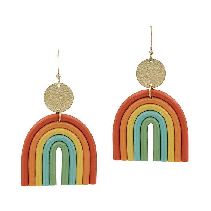 Clay Pink Rainbow Earrings