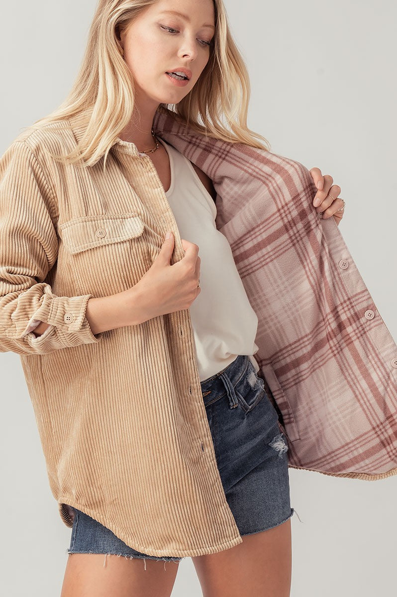 Reversible Flannel/Corduroy Shacket
