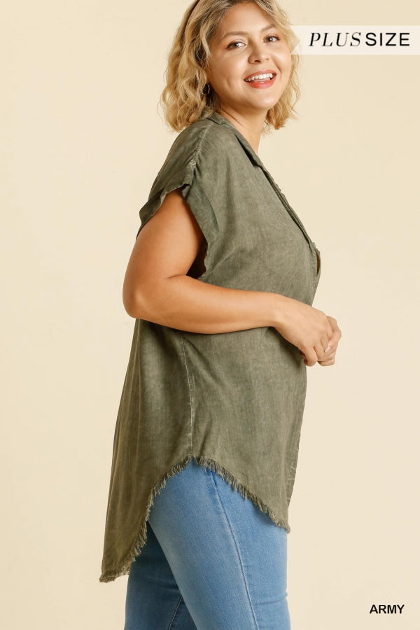 Army Button Down Curvy