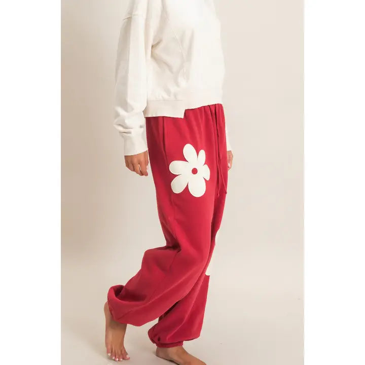 Floral Applique Jogger Pants