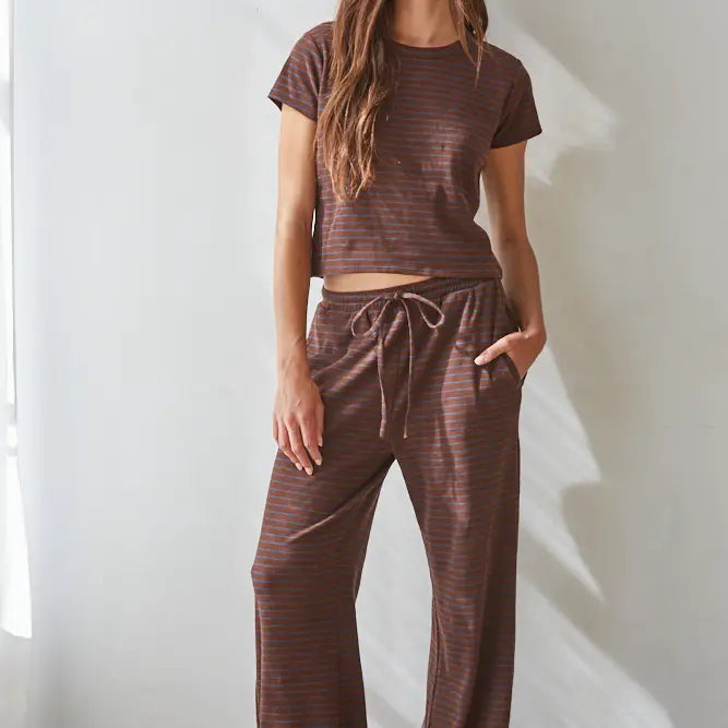 Blue and Brown Striped Set