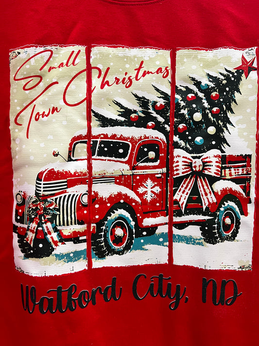 Watford City - Small Town Christmas Red Sweatshirt