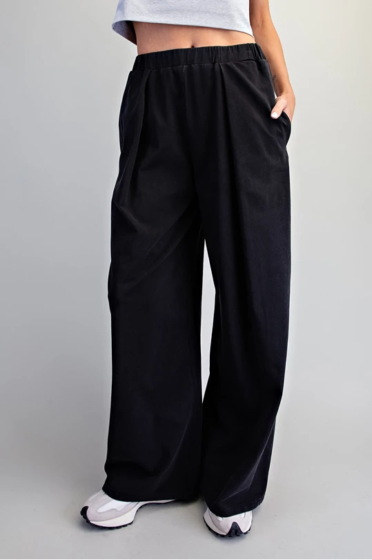 Mineral Washed Front Pleat Pants