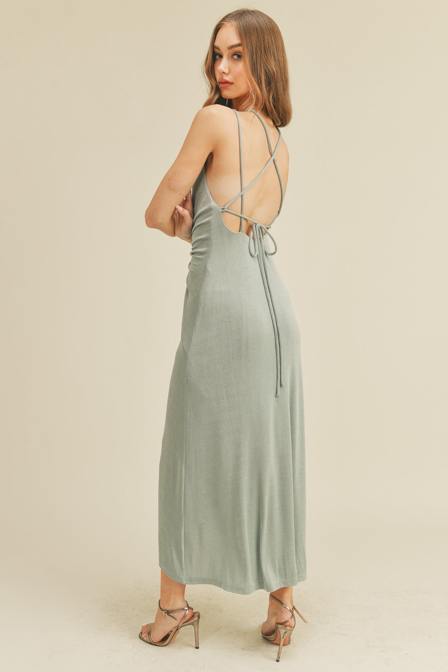 Ruched Halter Midi