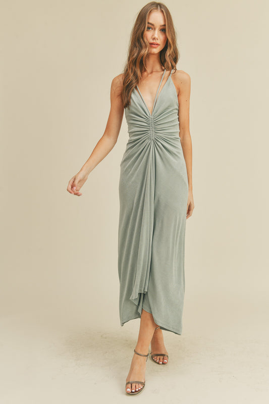 Ruched Halter Midi